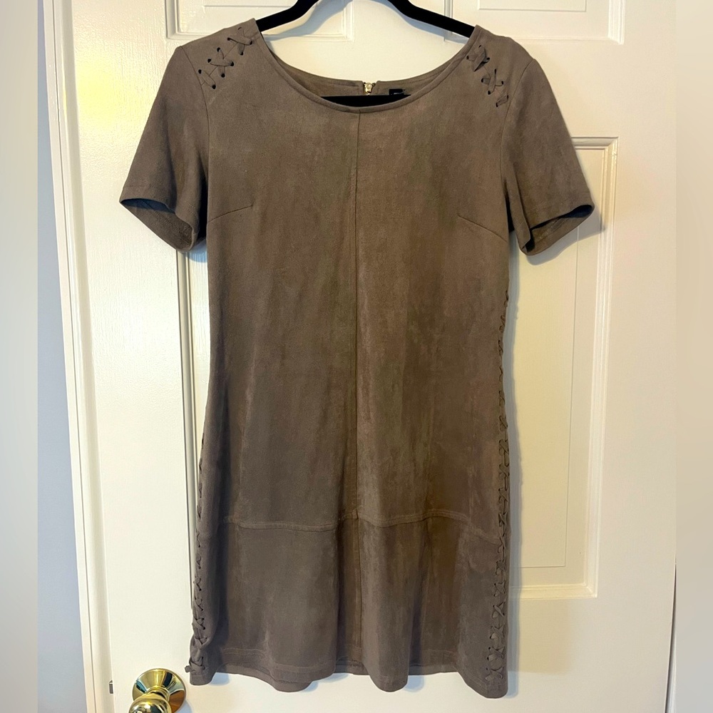 Design Lab Taupe Suede T-Shirt Style Dress